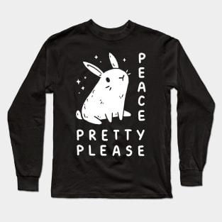 cute bunny rabbit saying peace pretty please Long Sleeve T-Shirt